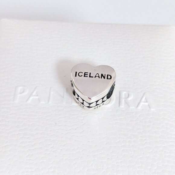 Pandora Iceland Flag Map Heart Charm Bead S925 Silver with box - Picture 7 of 8